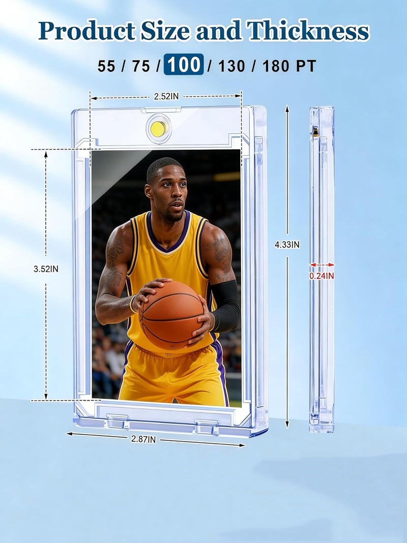 YZtree 100 pt Magnetic Card Case: 50ct One Touch Card Holders for Trading Cards, U-V Protection Hard Card Sleeves Case for Sports Game, Football, Baseball - Image 2